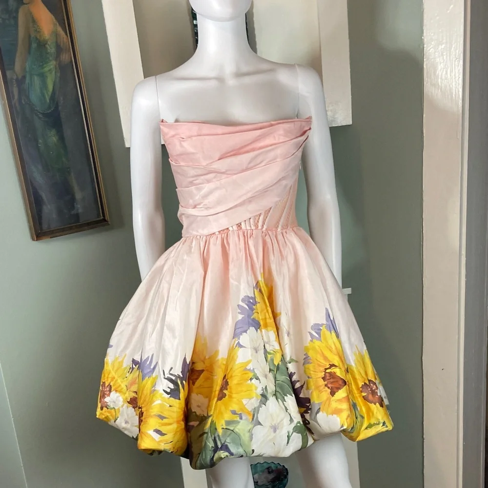 Floral Strapless Dress in Pink - Picture 2 of 16